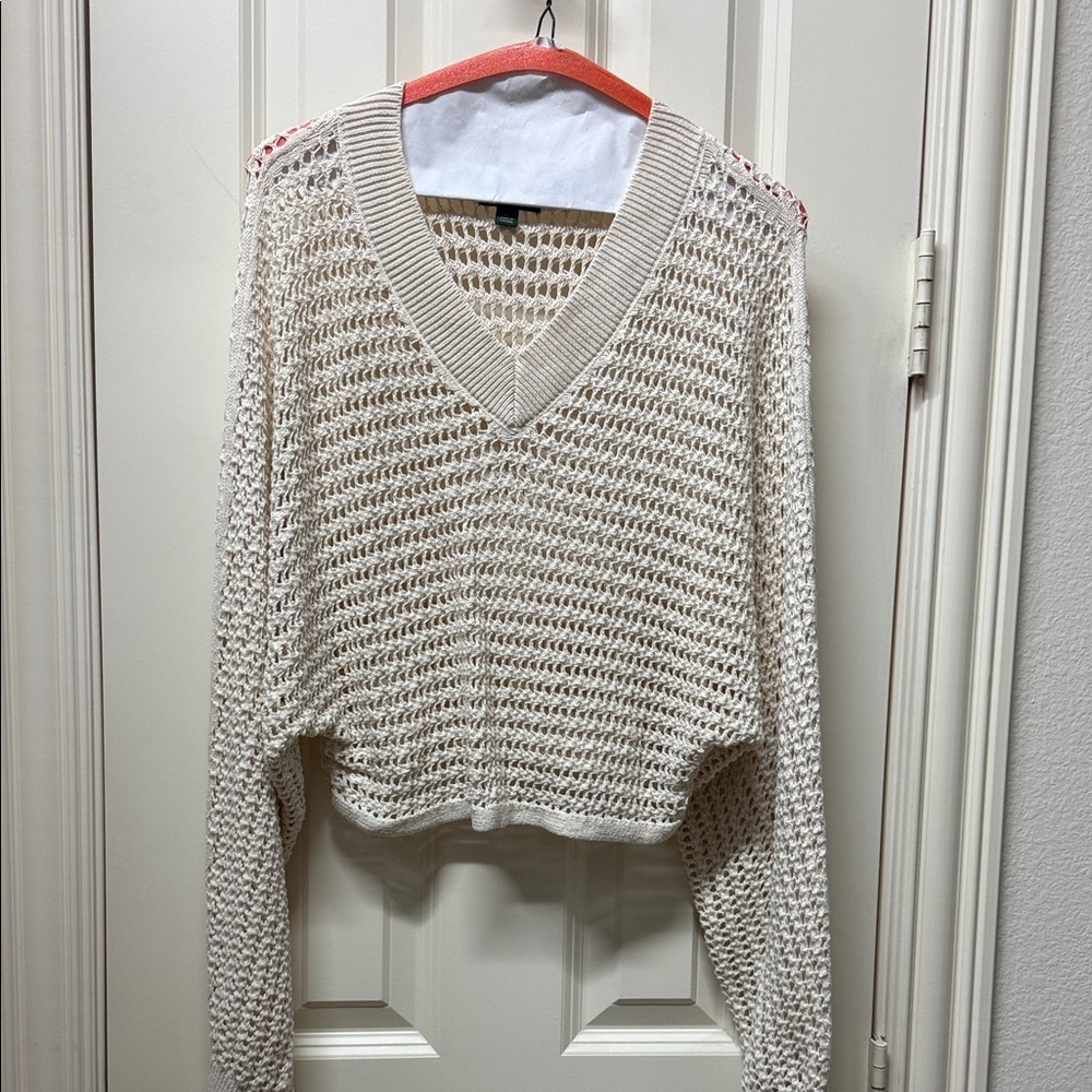 Wild gable Cream V-Neck Knit Sweater